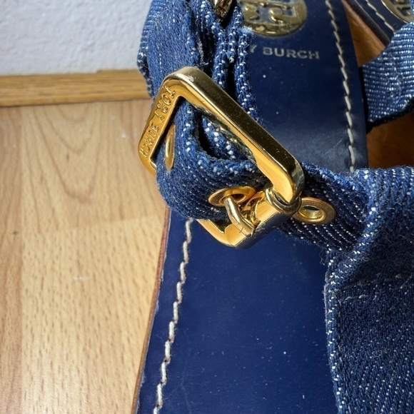 Tory Burch Beckett Denim Wedge Size 9.5 - Picture 9 of 11